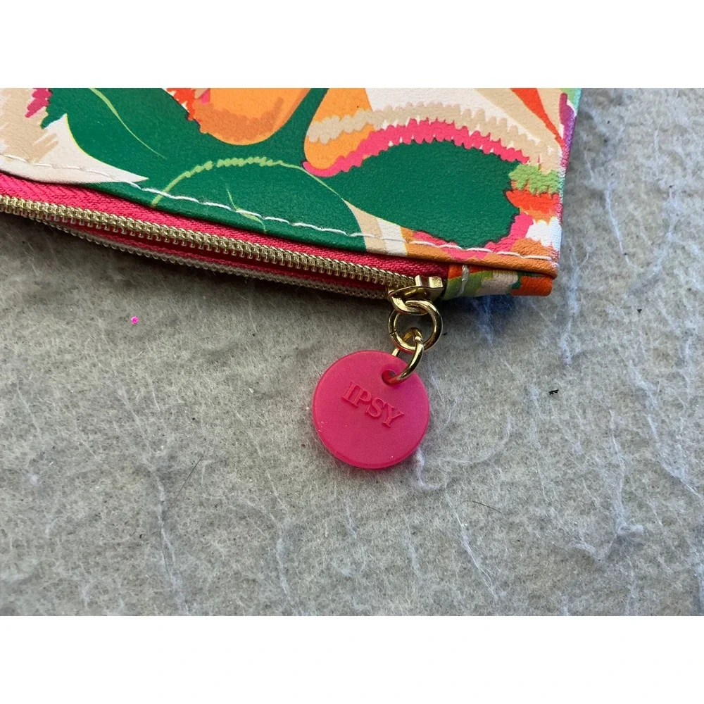 Ipsy Makeup Bag Set of 3 Floral Geometric Rainbow Zipper Pouches Small Travel